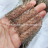 Smoky Quartz Beaded Rosary Chain, Rondelle Faceted 3-3.5mm 925 Silver Plated Chain, Jewelry Findings – SELLING BY FOOT